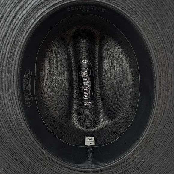 Wild Bill's 20X Straw Cowboy Hat Size 7 3/8 Black Palm Straw Western Wear - Picture 8 of 11